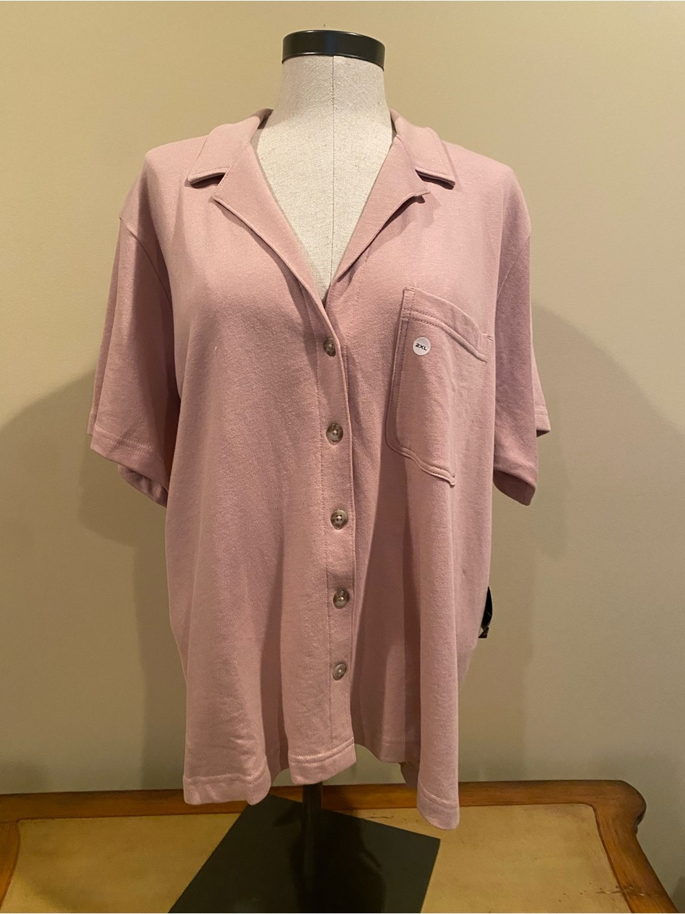 Eddie Bauer Women’s Everyday Pale Pink  Terry Camp Shirt  NWT Size XXL